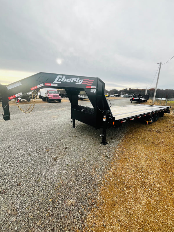 2025 Liberty 8.5x25 Deckover Flatbed GOOSENECK 15k GVWR w/ BIG ASS RAMPS