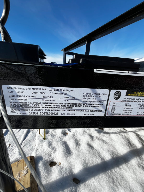 2026 CAR MATE 6X12 ANGLE IRON TANDEM 7K GVWR