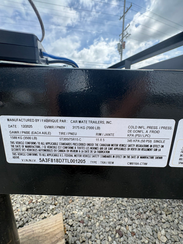 2026 Car Mate 8x18 Car Hauler 7K