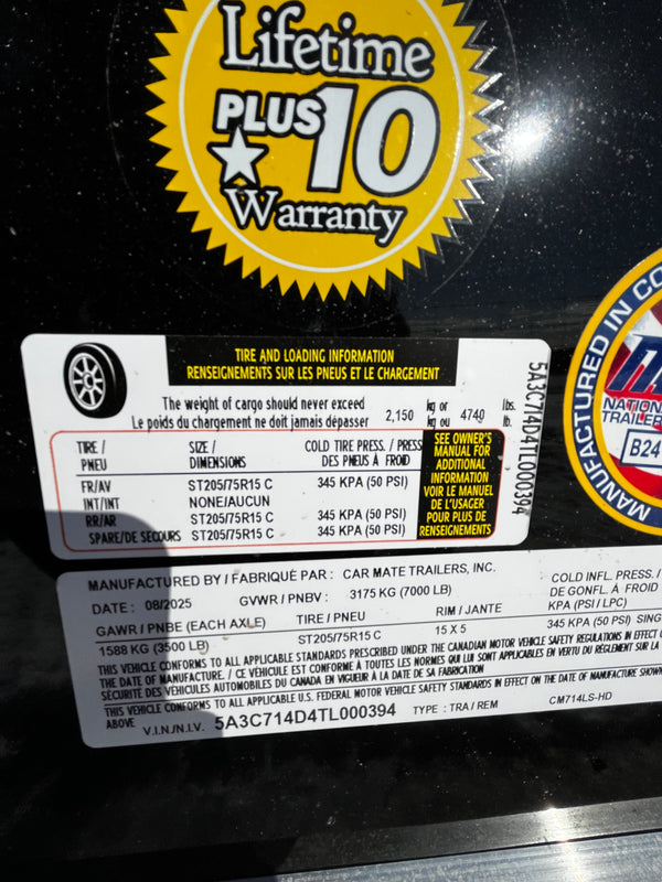 2026 Car Mate 7x14 Liberty Sport w/ Ramp Door/ 7' TALL