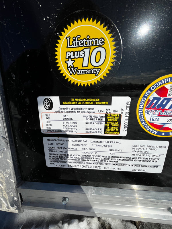 2026 Car Mate 7x14 Sportster w/ RAMP & 6" Additional Height