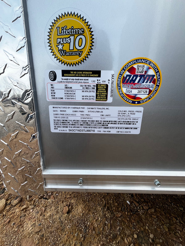 2026 Car Mate 7x16 Contractor Package #1 W/ ADDITIONAL 6"^/BARN DOORS