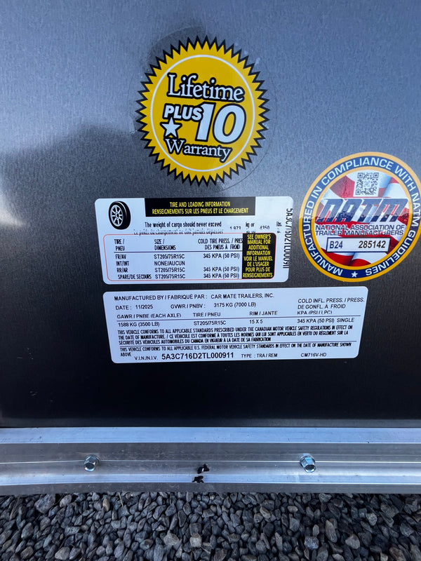 2026 CARMATE 7X16 HD ADVANTAGE CARGO W/ 12"^/RAMP