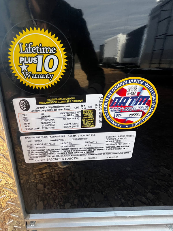 2026 CAR MATE 8.5X20 Sportster Car Trailer / 7K GVWR / RAMP DOOR/ 7' TALL
