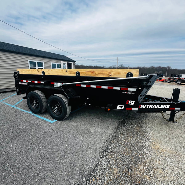 PJ DV 7x14 Dump 15,400# GVWR w/ Swing Arm Tarp and Ramps