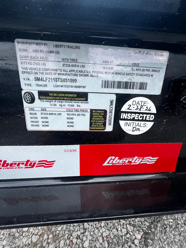 2026 Liberty 8.5x21 Deckover Flatbed 15.4k GVWR