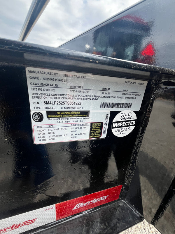 2026 Liberty 8.5x25 Deckover Flatbed 15.4k GVWR