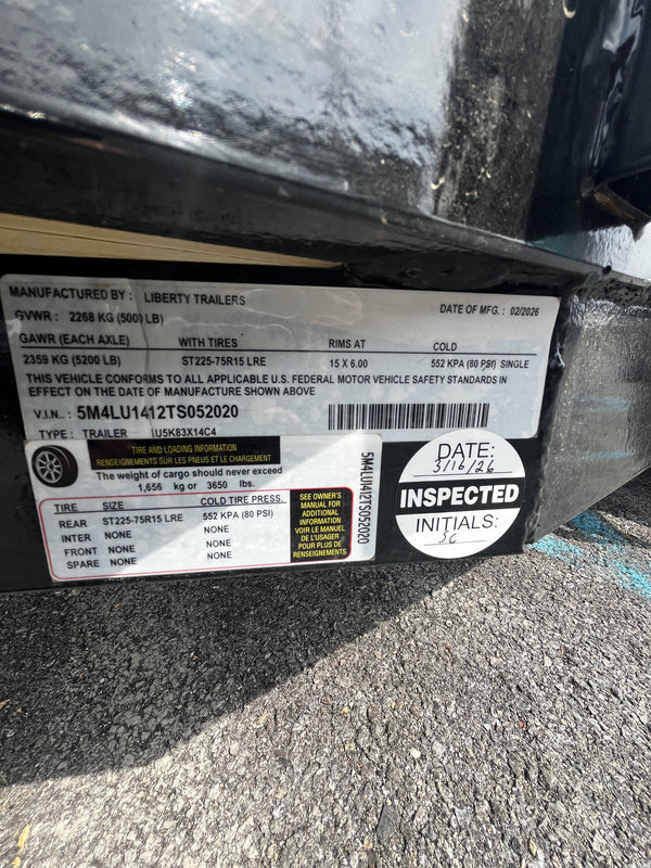 2026 LIBERTY 7X14 UTILITY 5K GVWR