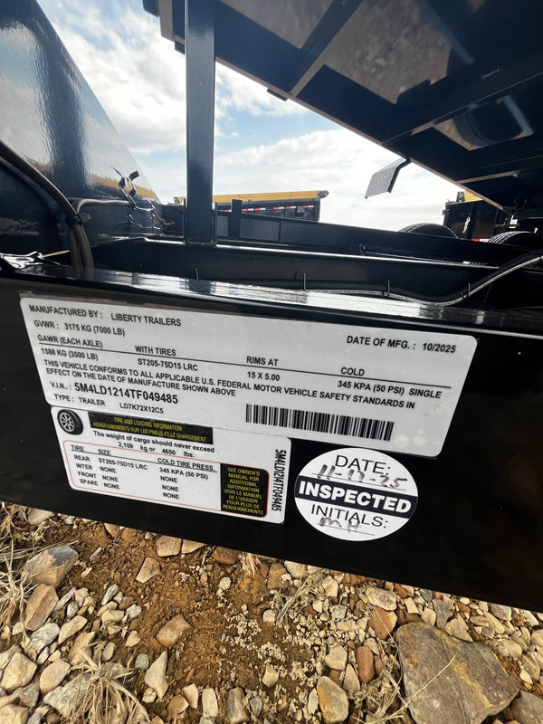 2026 LIBERTY 6X12 DUMP W/ TARP KIT/ RAMPS/7K GVWR