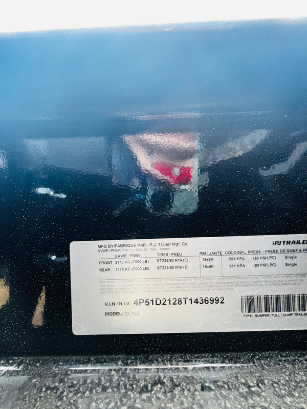 2026 PJ 7x16 Low Sided Dump Trailer (DL)