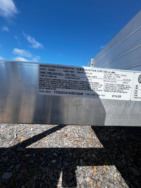 2027 ALUMA 81"X14' UTILITY (8114S-R-BT-SR)