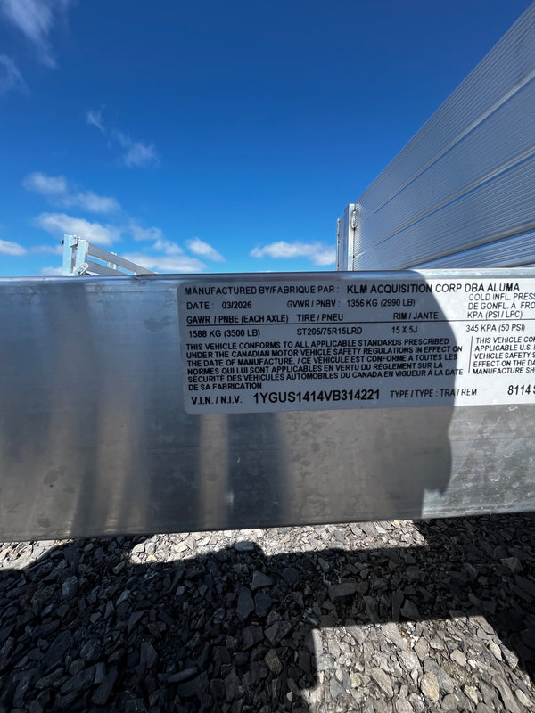 2027 ALUMA 81"X14' UTILITY (8114S-R-BT-SR)