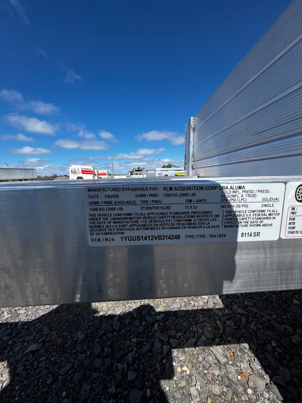 2027 ALUMA 81"X14' UTILITY (8114S-R-BT-SR)