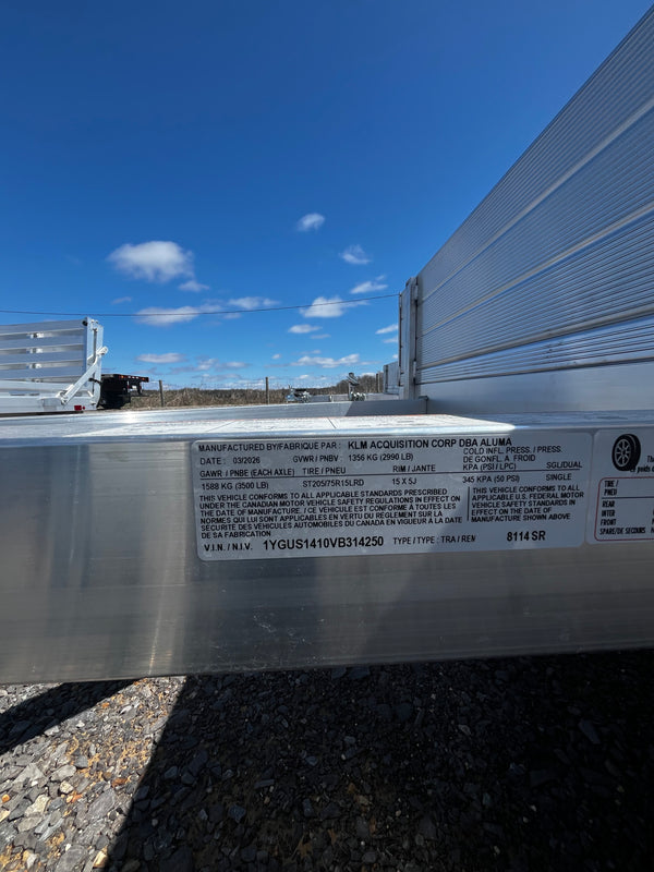 2027 ALUMA 81"X14' UTILITY (8114S-R-BT-SR)