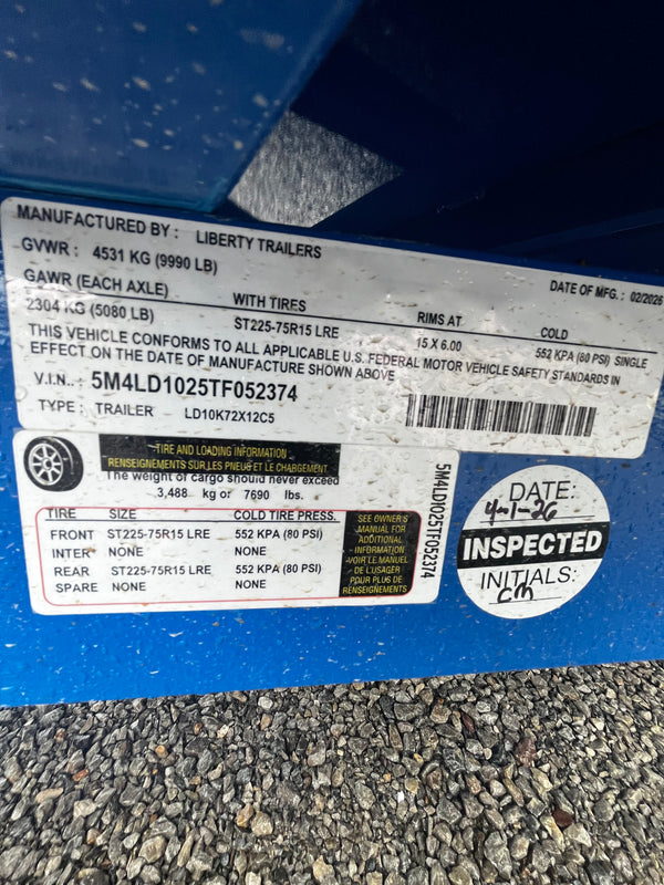 2026 LIBERTY 6X12 DUMP 10K W/ TARP & RAMPS