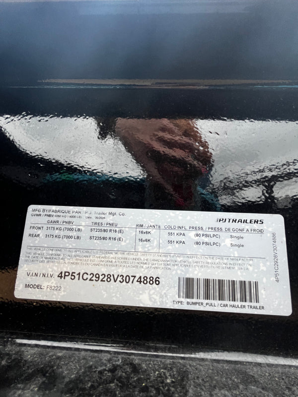 2027 PJ F8 8.5X22 DECKOVER EQUIPMENT 14K GVWR