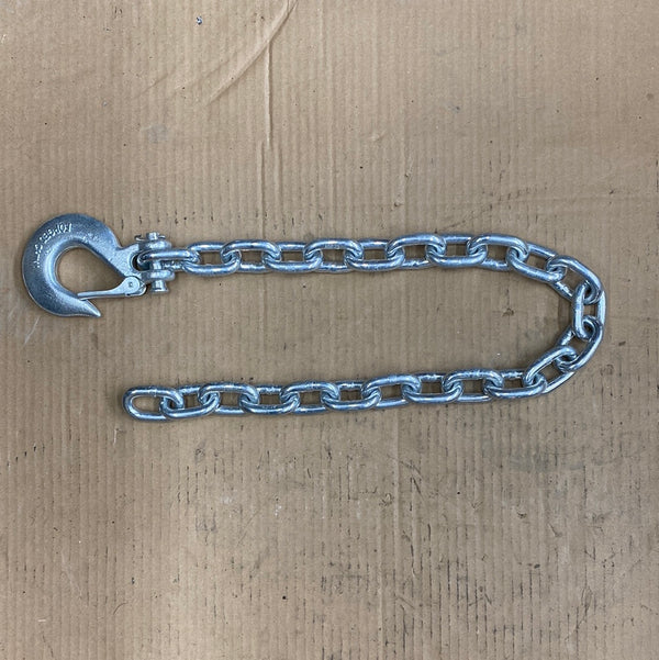 Silver Safety Chain 3/8x36" w/ Clevis Hook (16.2K Capacity)