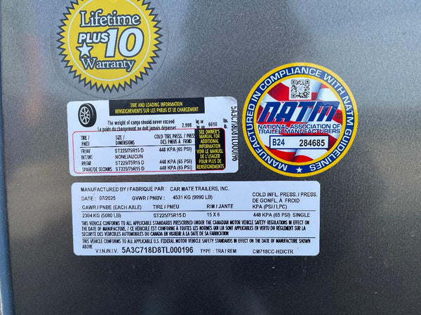 2026 Car Mate 7x18 Contractor Package 9990# GVWR